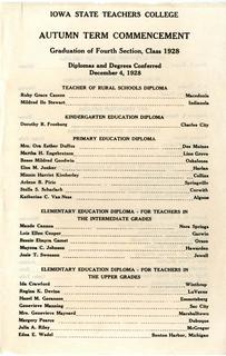 Autumn Term Commencement [Program], December 4, 1928