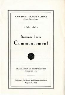 Summer Term Commencement [Program], August 20, 1931