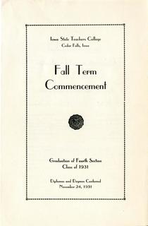Fall Term Commencement [Program], November 24, 1931