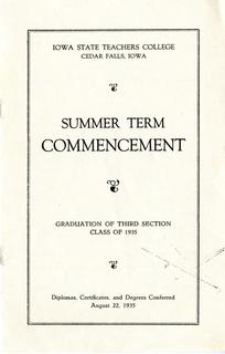 Summer Term Commencement [Program], August 22, 1935