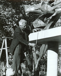 Ted Egri measuring sculpture October 1965