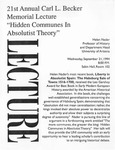 21st Annual Carl L. Becker Memorial Lecture: Hidden Communes in Absolutist Theory
