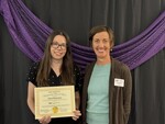 2024 Runner-up Award Winner, Sara Petersen, at the Mary Ann Bolton Undergraduate Research Award Ceremony [Photo 1] by niversity of Northern Iowa. Rod Library.