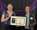 2024 Runner-up Award Winner, Lydia Berns-Schweingruber, at the Mary Ann Bolton Undergraduate Research Award Ceremony by University of Northern Iowa. Rod Library.