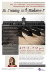 An Evening with Madame F: Performance by Claudia Stevens [poster] by University of Northern Iowa. Center for Holocaust and Genocide Education.