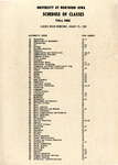 UNI Schedule of Classes, Fall 1982