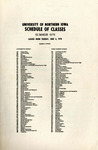 UNI Schedule of Classes, Summer 1978