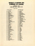 UNI Schedule of Classes, Spring 1974