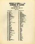 UNI Schedule of Classes, Summer 1973