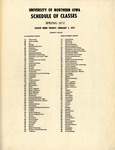 UNI Schedule of Classes, Spring 1972