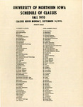 UNI Schedule of Classes, Fall 1970