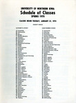UNI Schedule of Classes, Spring 1970