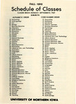 UNI Schedule of Classes, Fall 1969