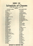 UNI Schedule of Classes, Summer 1969