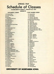 UNI Schedule of Classes, Spring 1969