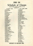 UNI Schedule of Classes, Spring 1968