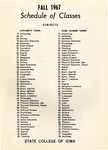 State College of Iowa Schedule of Classes, Fall 1967