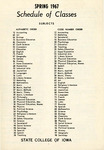 State College of Iowa Schedule of Classes, Spring 1967