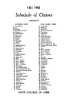 State College of Iowa Schedule of Classes, Fall 1966