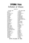 State College of Iowa Schedule of Classes, Spring 1966