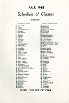 State College of Iowa Schedule of Classes, Fall 1965 by State College of Iowa