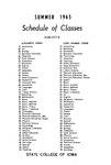 State College of Iowa Schedule of Classes, Summer 1965 by State College of Iowa
