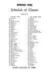 State College of Iowa Schedule of Classes, Spring 1965 by State College of Iowa