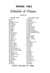 State College of Iowa Schedule of Classes, Spring 1963 by State College of Iowa