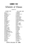 State College of Iowa Schedule of Classes, Summer 1962