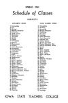 Iowa State Teachers College Schedule of Classes, Spring 1961