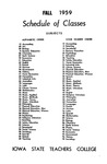 Iowa State Teachers College Schedule of Classes, Fall 1959