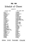 Iowa State Teachers College Schedule of Classes, Fall 1958