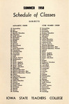 Iowa State Teachers College Schedule of Classes, Summer 1958