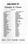 Iowa State Teachers College Schedule of Classes, Spring 1957