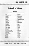 Iowa State Teachers College Schedule of Classes, Fall 1952