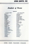 Iowa State Teachers College Schedule of Classes, Spring 1952