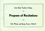 Iowa State Teachers College Program of Recitations, Fall/Winter/Spring 1936-37