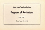 Iowa State Teachers College Program of Recitations, Winter 1934-1935 by Iowa State Teachers College