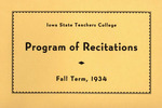 Iowa State Teachers College Program of Recitations, Fall 1934 by Iowa State Teachers College