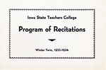 Iowa State Teachers College Program of Recitations, Winter 1933-1934 by Iowa State Teachers College