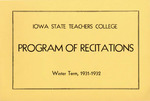 Iowa State Teachers College Program of Recitations, Winter 1931-1932 by Iowa State Teachers College