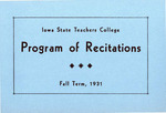 Iowa State Teachers College Program of Recitations, Fall 1931 by Iowa State Teachers College