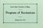Iowa State Teachers College Program of Recitations, Spring 1931