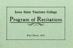 Iowa State Teachers College Program of Recitations, Fall 1930