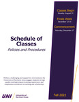 UNI Schedule of Classes: Policies and Procedures, Fall 2022 by University of Northern Iowa