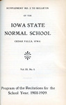 Program of the Recitations for the School Year, 1908-1909 by Iowa State Normal School