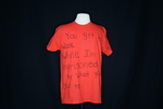 UNI Clothesline Project T-Shirt, 2012-2021 [Photo 027, Front] by University of Northern Iowa. Rod Library.