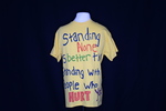 UNI Clothesline Project T-Shirt, 2012-2021 [Photo 074, Front] by University of Northern Iowa. Rod Library.