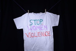 UNI Clothesline Project T-Shirt, 2023 [White, Photo 061, Front] by University of Northern Iowa. Rod Library.