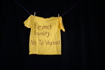 UNI Clothesline Project T-Shirt, 2023 [Yellow, Photo 085, Front] by University of Northern Iowa. Rod Library.